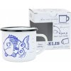 BELIS Smaltovaný hrnček ø 8 cm – 0,35 l biely „rybka“ v krabičke – ČESKÝ PLECHÁČIK - 11008-039RDM04