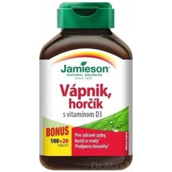 Jamieson Vápnik Horčík s Vitamínom D 120 kapsúl