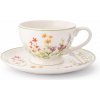Altom Design Šálka s podšálkou Jarná lúka – porcelánová šálka na kávu a čaj s kvetmi 220 ml s jemným kvetinovým motívom na jarné stolovanie