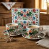 Porcelánové šálky na kávu a čaj s tanierikmi DUO KOHÚTY FOLK 250 ml 2 ks.
