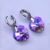 Náušnice Swarovski srdiečka 18mm Vitrall Light na krúžku z chirurgickej ocele