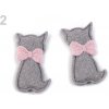 Textilná aplikácia / nášivka mačka - 10 ks - šedá - 2 šedá