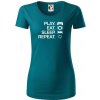 Play Eat Sleep Repeat game - Dámske tričko z organickej bavlny Origin (GOTS) - M ( Petrolejová )