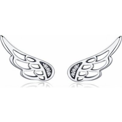 Glory strieborné náušnice Anjelské krídla so zirkónmi S1020