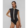 Seafolly dámske čierne jednodielne plavky Cap Sleeve Zip Front One Piece