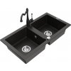 MEXEN/S MEXEN/S - Mario granitový drez 2-bowl vrátane batérie Carla, čierna/zlatá metalik 6504-75-670700-70