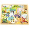 Viga Detské drevené puzzle Viga Stavebné stroje 48 dielov