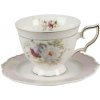 Clayre & Eef Porcelánová kvetovaná šálka s tanierikom - 12*9*7 / 14*14*2 cm / 200 ml - Clayre & Eef