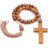 Lord of Battles Středověký dřevěný růženec s křížem a koženým střapcem, 15. století - Outlet