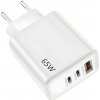Sieťový Adaptér USB-C/A 65W Ven-Dens - Biela HR34010