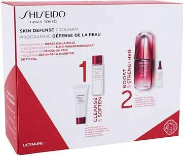 Shiseido Ultimune Skin Defense Program darčekový set pleťové sérum Ultimune Power Infusing Concentrate 50 ml + čistiaca pena Clarifying Cleansing Foam 15 ml + pleťová voda Treatment