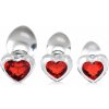 Booty Sparks Red Heart Glass Anal Plug with Gem Set