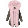 Fashionweek Zimní Exkluzívna bundička parka s kožušinkou RAINBOW F216 Farba: Ružový, Veľkosť: L