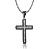 Prívesok z chirurgickej ocele Krížik Blessed - Čierny - včetně řetízku 2.5 mm/ 60 cm