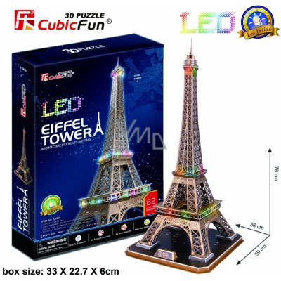 CubicFun 3D puzzle svítící Eiffelova veža 82 ks