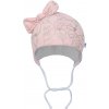 Dojčenská bavlnená čiapka s mašličkou New Baby NUNU ružová, veľ. 74 (6-9m)