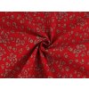 Bavlněná látka / plátno s řidší vazbou květinky METRÁŽ - 1 červená