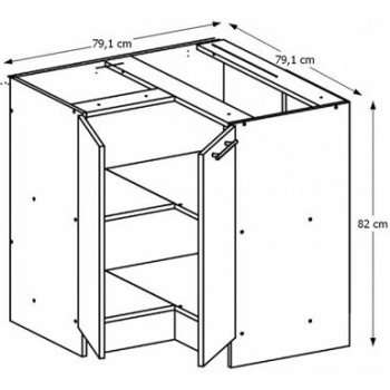 Kondela Dolná rohová skrinka do kuchyne, dub sonoma / biela, FABIANA S - 90N