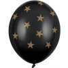 PartyDeco Čierný balonek so zlatými hviezdami