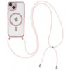 SES MagSafe silikónový kryt so šnúrkou pre Apple iPhone 16 Pro - svetlo ružový 17312