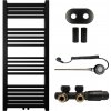 CERANO - Kúpeľňový radiátorový set Franko - kombinované vykurovanie, wifi tyč - stredové pripojenie 50 mm - 392W - čierna matná - 1200x500 mm CER-663343