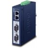 Planet MODBUS priemyselná brána RS-232/422/485 na IP, 2x COM, 100Base-TX, RTU/ACSII, -40 až +75 ° C, 12-48VDC, IP30