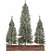 Vianočná dekorácia Smreky na kláte - trio, 34 cm, srienistý, zelená