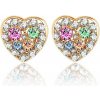 Náušnice v tvare srdiečka vykladané kamienkami