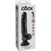 King Cock Vibrátor Model 23 cm Čierny s Prisávačkou a Semenníkmi