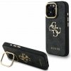 Guess PU 4G Metal Logo Stand Camera Frame Zadní Kryt pro iPhone 15 Pro Black