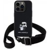 Karl Lagerfeld Saffiano Crossbody Metal Karl and Choupette s nastaviteľným popruhom iPhone 15 Pro - čierne