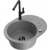 MEXEN/S MEXEN/S - Kevin granitový drez 1-miska s odkvapkávačom vrátane batérie Flora, šedá 6517-71-670401-70-B