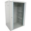 XtendLan 19 nástěnný rozvaděč 15U, šířka 600mm, hloubka 600mm, nosnost 60 kg, skleněné kouřové dveře, rozložený, šedý