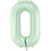 PartyDeco Fóliový balón narodeninové číslo 0 pastelovo-zelený 72 cm