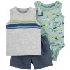 Carter's Set 3dielny body bez rukávov tielko, kraťasy Grey Cars chlapec