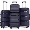 Kono K2092L Sada 4 kufrov 31/55/65/76cm spinner Modrý Navy Polypropylen