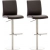 Sada 2 barových stoličiek Cadiz z umelej kože nerez, hnedá