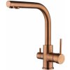 Trojcestná drezová vodovodná batéria Aquasanita Akvaduo 2663Long-C (Copper, meď)