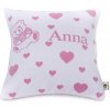 Detská obliečka na vankúš s menom a srdiečkami, Farba Ružová, Motív Srdiečka, Výplň vankúša Nie