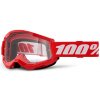 100% Strata 2 Youth červená, číre plexi