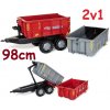 Rolly Toys Dvojnápravový Vyklápací Príves 98cm + kontajner 2v1 Rolly Container set červený + sivý