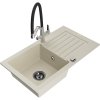 Mexen Pablo, granitový drez 752x436x161 mm, 1-komorový a drezová batéria Duo, béžová, 6510-69-671701-07-B