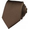 Quentino Hnědá pánská kravata s vyšitými proužky PKJQ01
