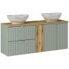 ArtCom Kúpeľňová skrinka s umývadlom a doskou LINE Reed Green DU140/1 | 140 cm