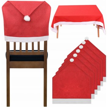 ISO Vianočné poťahy na stoličku 6x + obrus Santa Claus 172 x130 cm