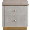 LivinHill Nočný stolík Stilig ST891 55 cm ekokoža béžovosivý/zlatý