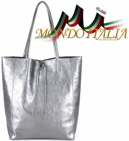 Made in Italy kožená kabelka na rameno 396 strieborná
