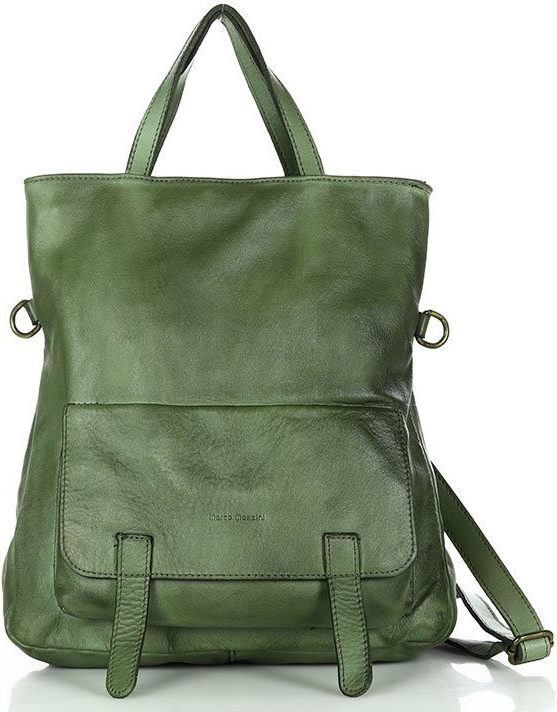 Mazzini Marco kožená kabelka & batoh s predným vreckom zelená v166g