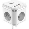 Viking síťový adaptér Y33, 3x 230 V, 1x USB-A, 2x USB-C, tlačítko ON/OFF, bílá