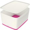 LEITZ Úložný box s vekom MyBox, veľkosť L, biela/ružová
